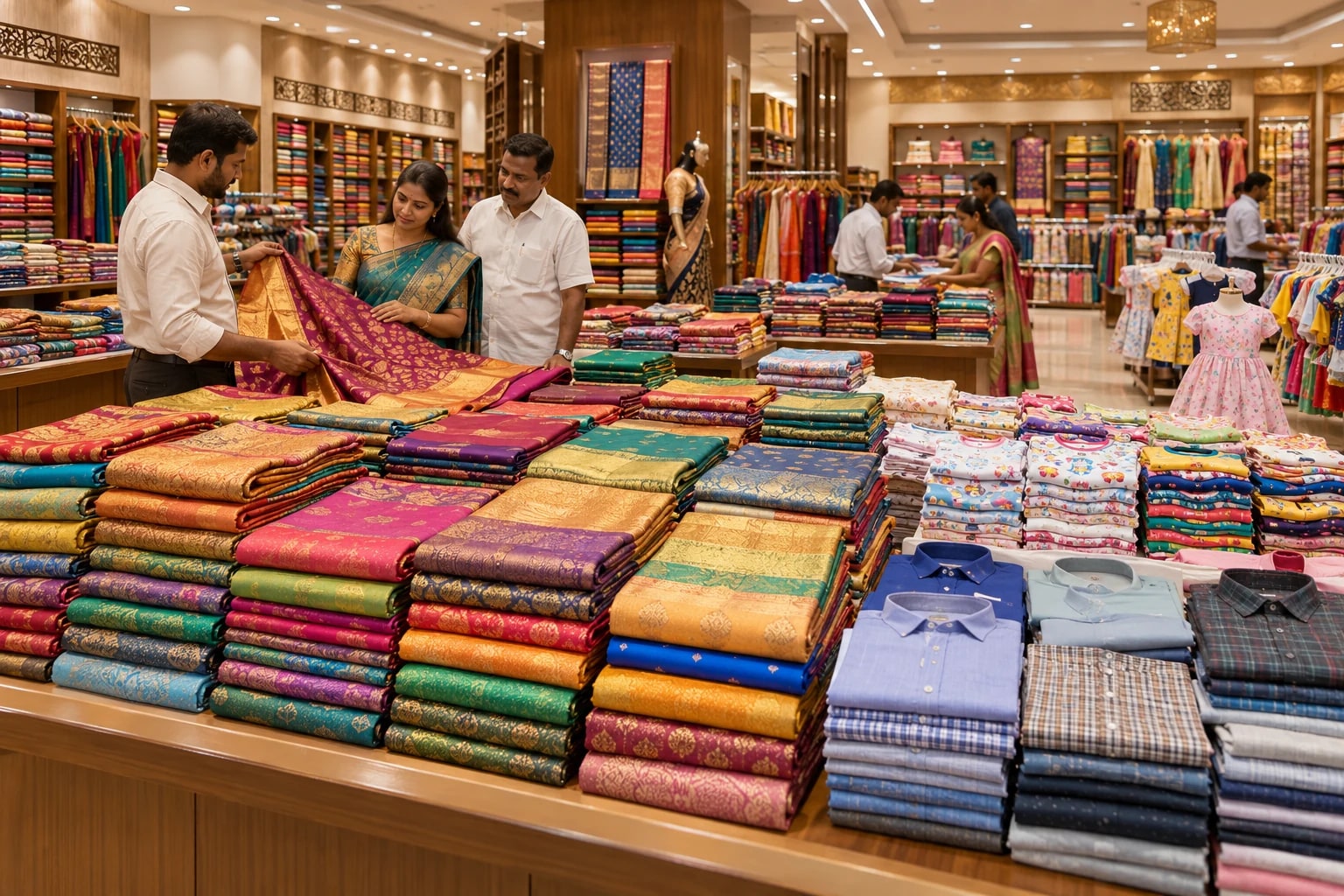 Organised garment stacks for wholesale buyers